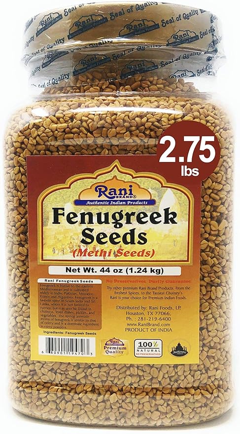 Rani Fenugreek (Methi) Seeds Whole 44oz (2.75lbs) 1.24kg Bulk PET Jar, Trigonella foenum graecum ~ All Natural | Vegan | Gluten Friendly | Non-GMO | Indian Origin, used in cooking & Ayurvedic spice