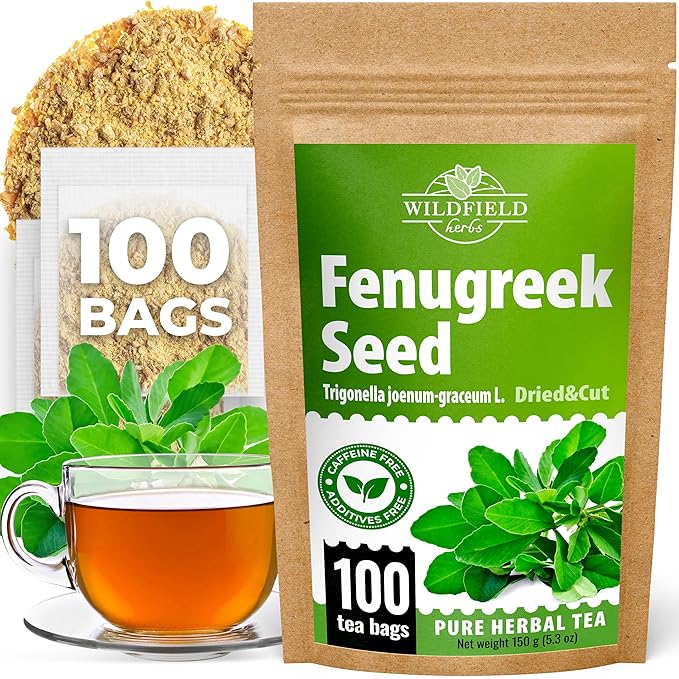 100 Bags Dried Fenugreek Herb Tea (Trigonella Foenum-Graecum) - 100 Count 1.5g Tea Bags Fenugreek Semillas De Fenogreco