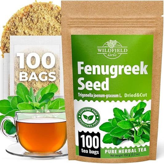 100 Bags Dried Fenugreek Herb Tea (Trigonella Foenum-Graecum) - 100 Count 1.5g Tea Bags Fenugreek Semillas De Fenogreco