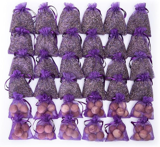 Pack of 36 Lavender Cedar Sachets Bag (24 Lavender, 12 Cedar) for Closet, Drawer, Dresser, Wardrobe and More, LV-D-LC-2
