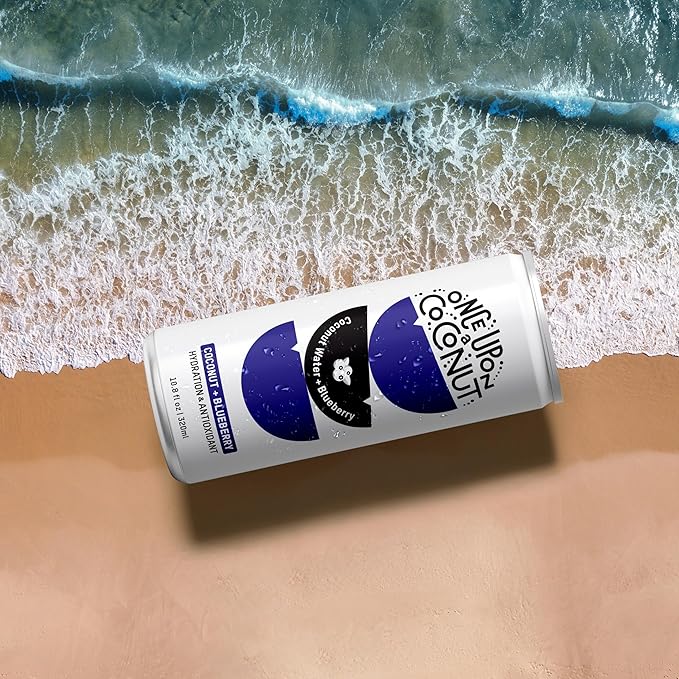 Once Upon a Coconut Blueberry Coconut Water - Low-Calorie, All-Natural Drink with Electrolytes - Non-GMO, Gluten-Free - Pack of 12 Cans (each 10.8 fl oz)