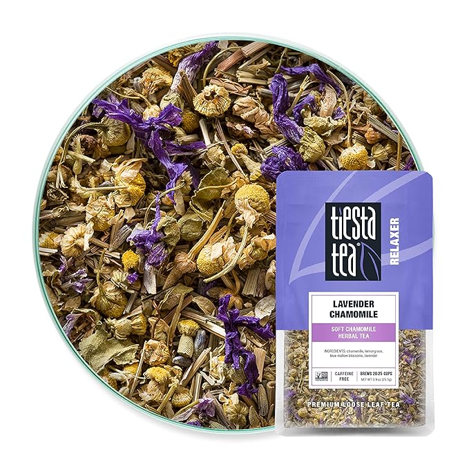 Tiesta Tea - Fireberry, Loose Leaf Cranberry Hibiscus Rooibos Tea, Decaf, 1.7 oz Pouch - 25 Cups & Lavender Chamomile, Loose Leaf Soft Chamomile Herbal Tea, 0.9oz Resealable Pouch - 20-25 Cups