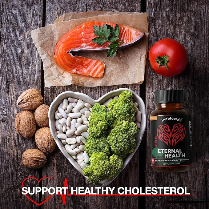 Eternal Health Blood Pressure Support Supplement – Heart Health & Blood Circulation Formula with CoQ10, K2 MK7, Black Garlic, Hawthorn, Olive Leaf & Dan Shen – 60 Capsules