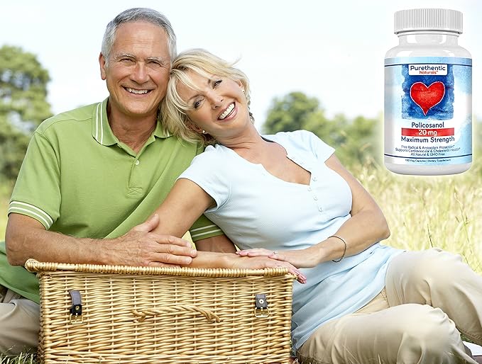 Purethentic Naturals Policosanol 20mg | Supports Cardiovascular & Cholesterol Health* | Free Radical & Antioxidant Protection* | from Pure Sugar Cane with No Unnecessary Fillers | 100 Veg Capsules