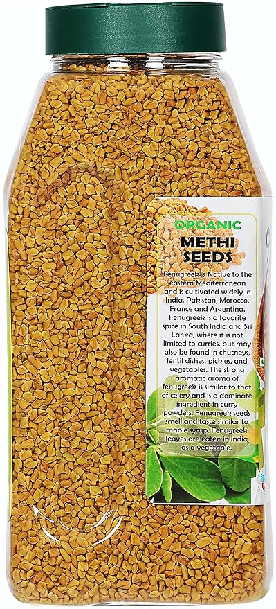 Rani Organic Fenugreek (Methi) Seeds Whole 25oz (1.56lbs) 708g PET Jar, Trigonella Foenum Graecum ~ All Natural | Vegan | Gluten Friendly | NON-GMO | Indian Origin | USDA Certified Organic