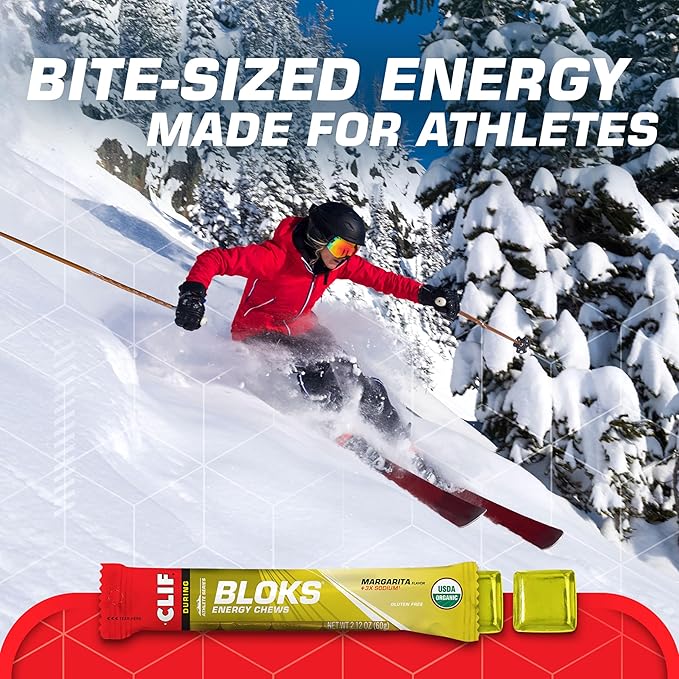 CLIF BLOKS - Margarita Flavor with 3X Sodium - Energy Chews - Non-GMO - Plant Based - Fast Fuel for Cycling and Running - Quick Carbohydrates and Electrolytes - 2.12 oz. (18 Count)