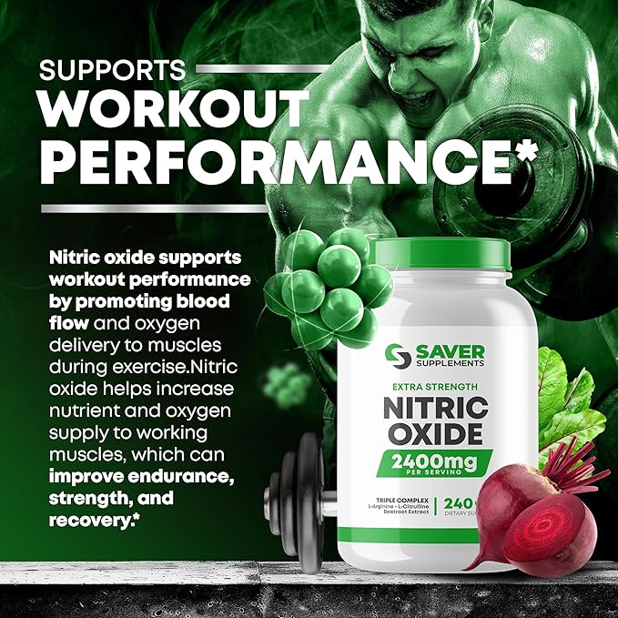 Nitric Oxide Supplement 2400mg with L-Arginine, L-Citrulline and Beet Root Extract, 240 Capsules