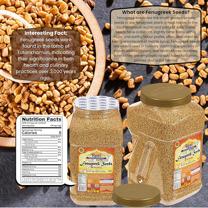 Rani Fenugreek (Methi) Seeds Whole 128oz (8lbs) 3.62kg Bulk PET Jar, Trigonella foenum graecum ~ All Natural | Vegan | Gluten Friendly | Non-GMO | Indian Origin, used in cooking & Ayurvedic spice