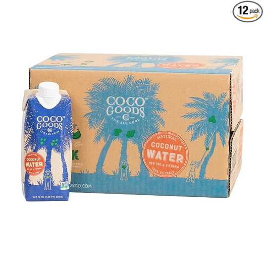 CocoGoodsCo Vietnam Single-Origin 100% Natural Coconut Water, Non-GMO, Never from Concentrate (16.9 fl. oz, 12 pack)