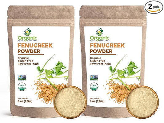 Organic Fenugreek Powder | 16 oz - Pack of 2 | USDA Organics and Non-GMO Verified Project Approved | Product of India | 100% Raw and Natural | Resealable Kraft Bag by SHOPOSR
