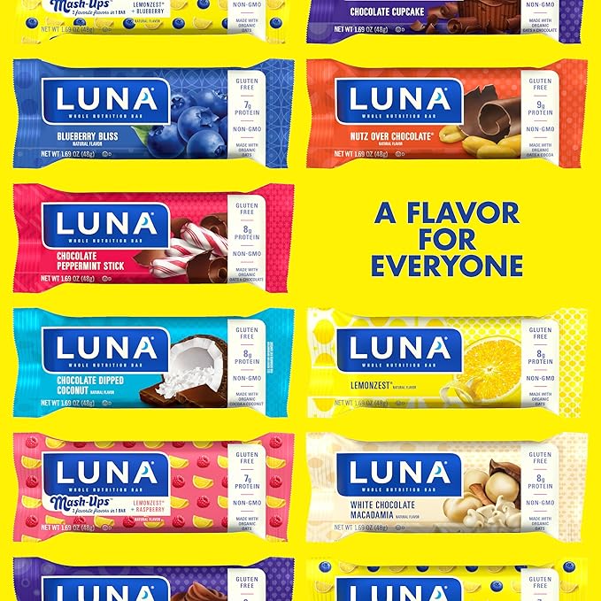 Clif Bar Luna Minis Energy Bar - Box of 12 1.69oz (48g) Bars (Lemon Zest)