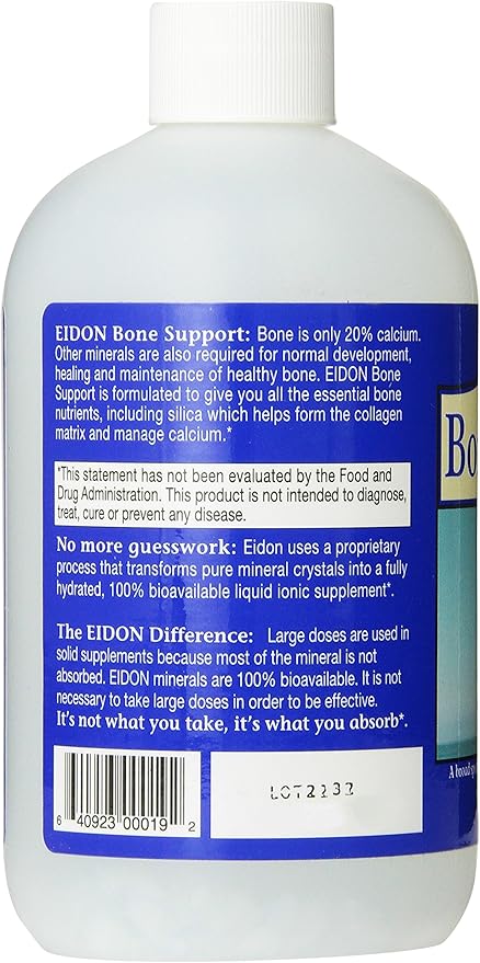 Eidon Ionic Minerals Bone Support Liquid Supplement - Ionic Trace Mineral Drops to add to Water for Bone Health, Calcium, Magnesium, Zinc, Manganese, Silica, Sulfur, Boron, Bioavailable - 18 oz