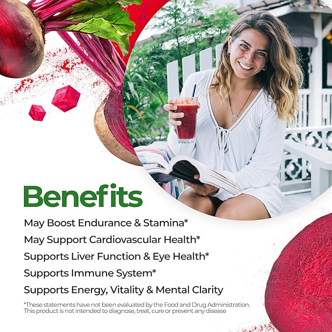 Feelgood Superfoods Fortified Organic Beetroot Powder - Nitric Oxide Booster for Cooking and Smoothies - Pure Beets with 10:1 Beet Root Extract - Supports Cardiovascular and Circulatory Health - 7 oz