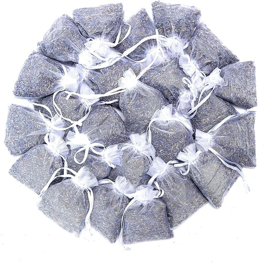 French Lavender Sachets for Drawers and Closets Fresh Scents, Set of 24, Home Fragrance Sachet for Closets and Drawers, White, LV-C-24-2