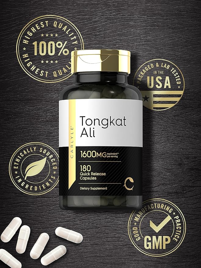 Carlyle Tongkat Ali for Men | 1600mg | 180 Count | Longjack Supplement | Eurycoma Longifolia | Non-GMO and Gluten Free